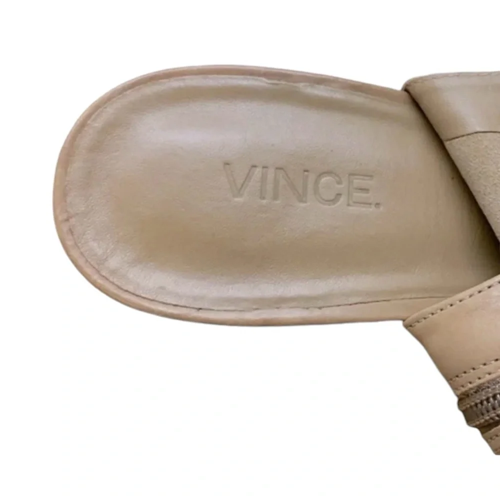 Vince JANE peep toe block heel ankle bootie  Size 7 Narrow 7N beige